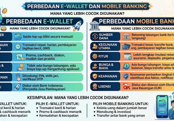 Perbedaan E Wallet dan Mobile Banking